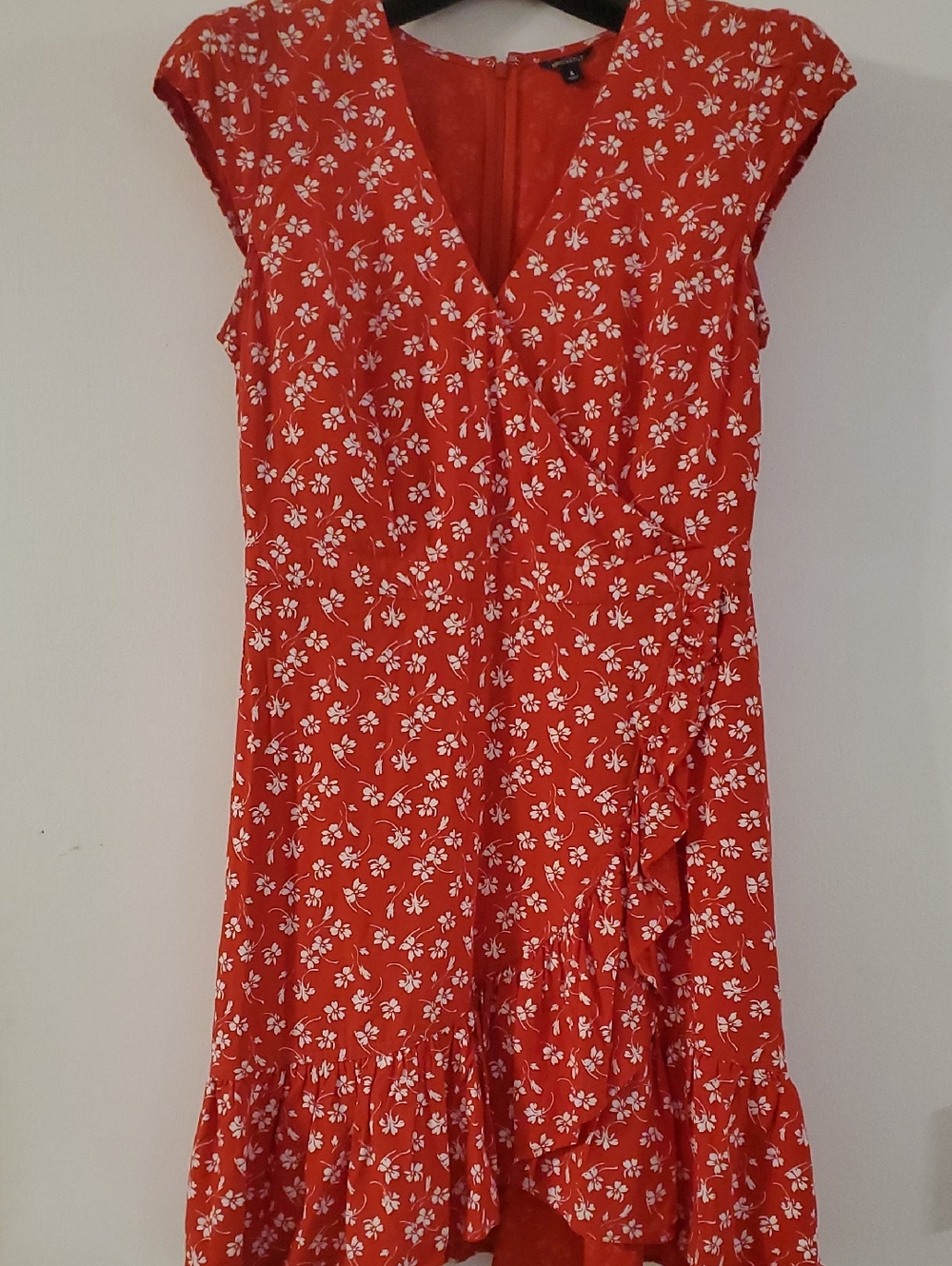 J Crew Mercantile Red Floral Faux Wrap Midi Dress